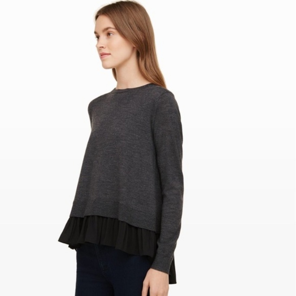 Club monaco grey sweater with pleated back small